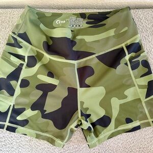 ZYIA Green Camo Workout Shorts